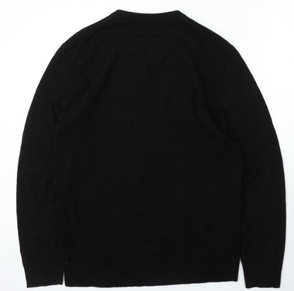 The Collection Mens Black V-Neck Acrylic Pullover Jumper Size L
