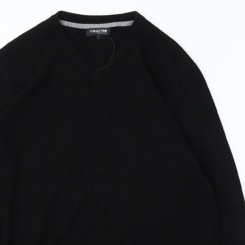 The Collection Mens Black V-Neck Acrylic Pullover Jumper Size L