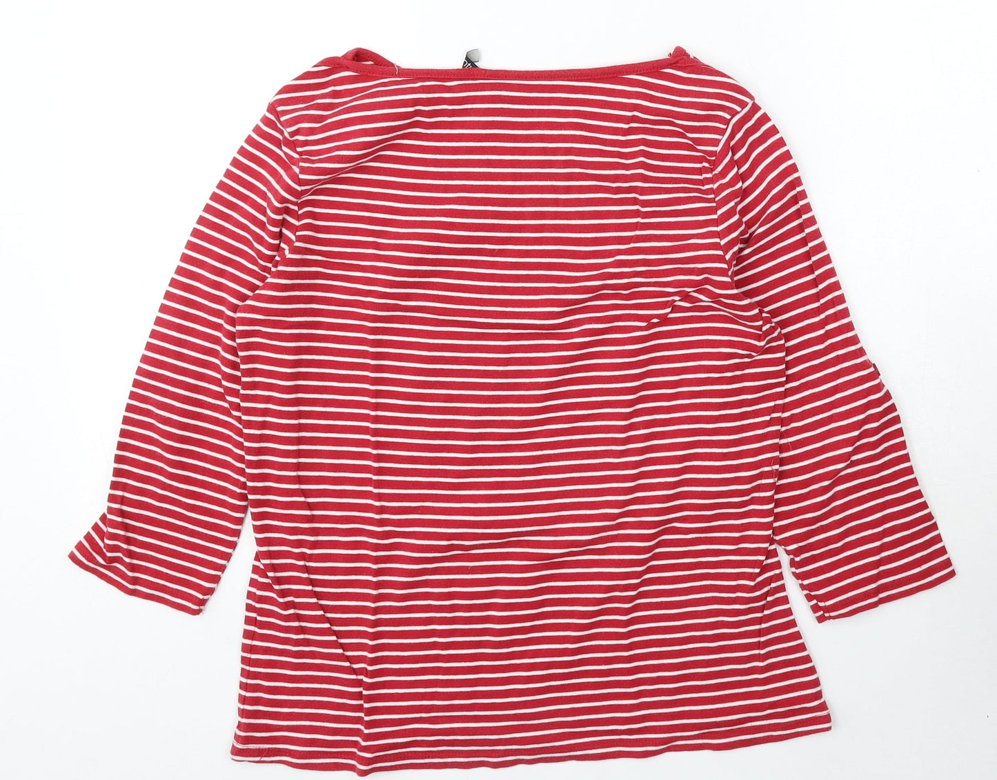 Intuition Womens Red Round Neck Striped Cotton Pullover Jumper Size 16