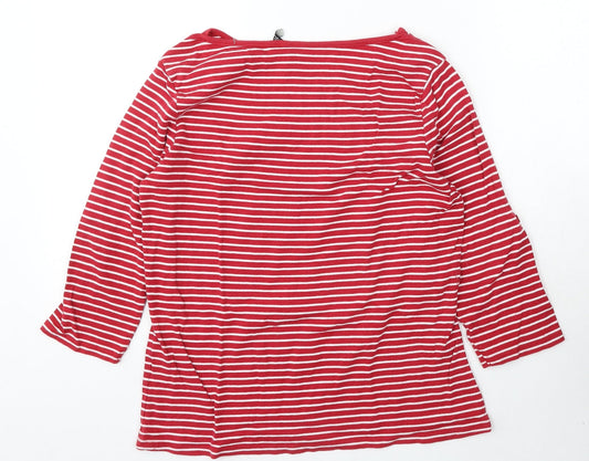 Intuition Womens Red Round Neck Striped Cotton Pullover Jumper Size 16