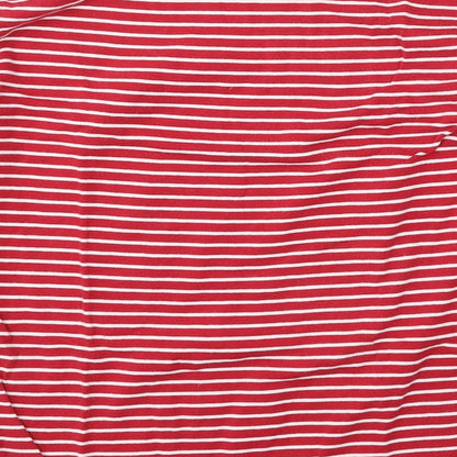 Intuition Womens Red Round Neck Striped Cotton Pullover Jumper Size 16
