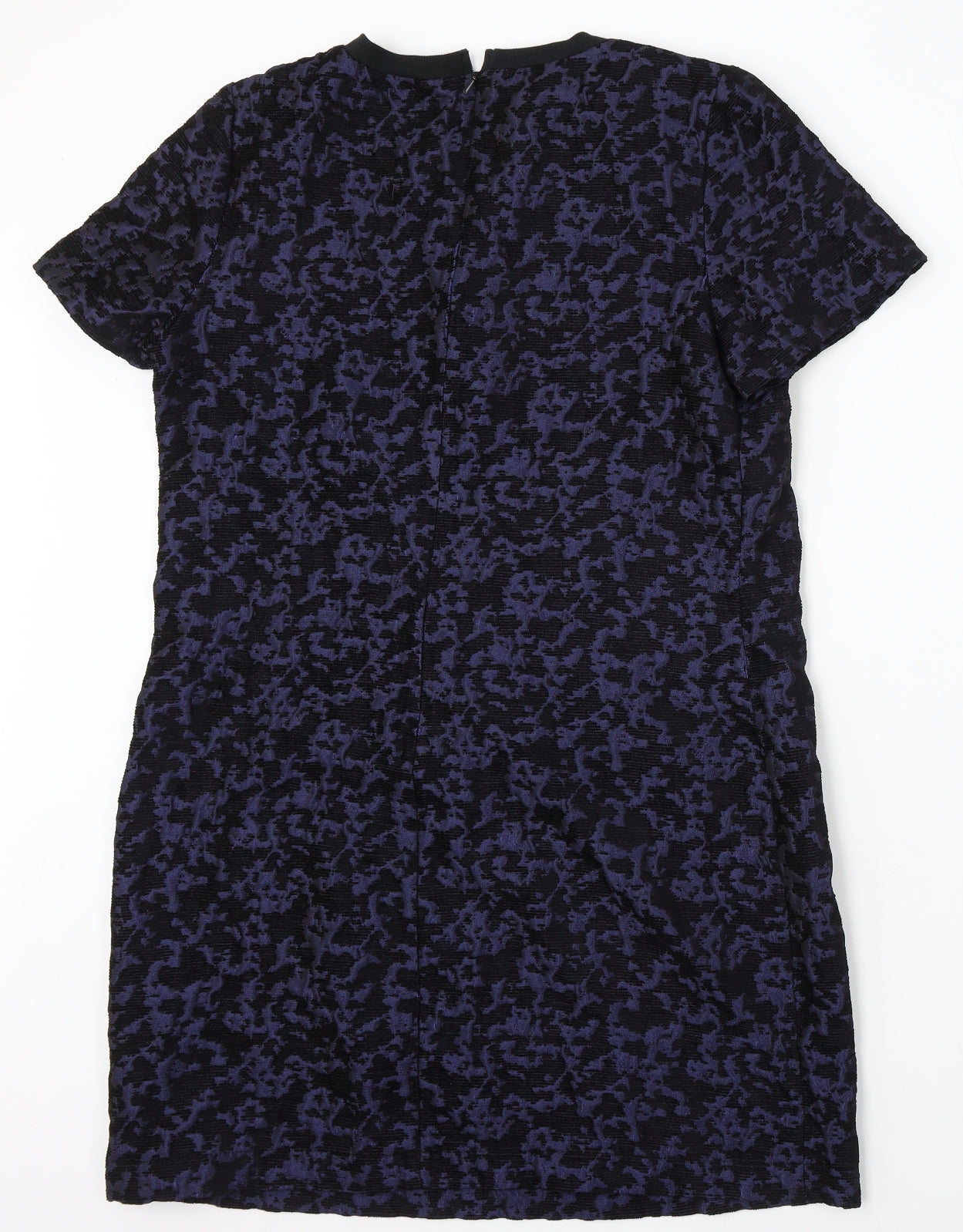 F&F Womens Purple Geometric Polyester Sheath Size 14 Round Neck