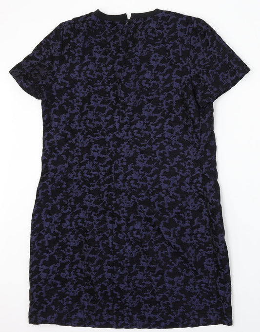 F&F Womens Purple Geometric Polyester Sheath Size 14 Round Neck