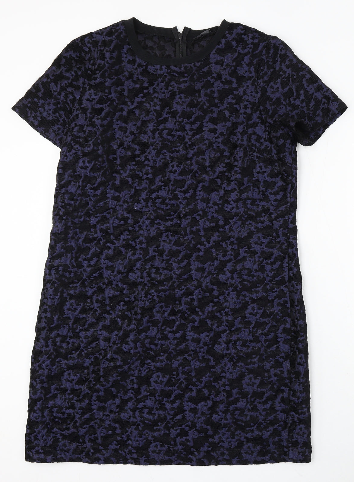 F&F Womens Purple Geometric Polyester Sheath Size 14 Round Neck