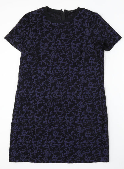 F&F Womens Purple Geometric Polyester Sheath Size 14 Round Neck