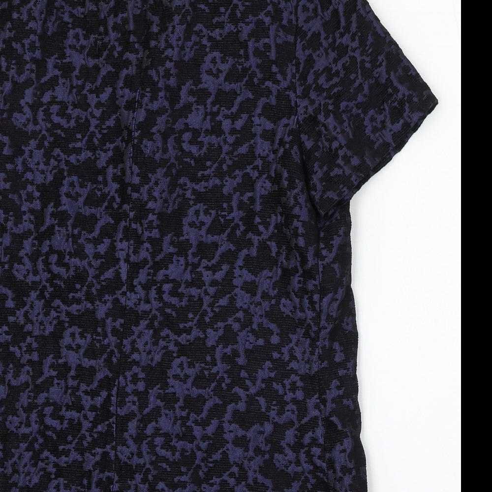 F&F Womens Purple Geometric Polyester Sheath Size 14 Round Neck