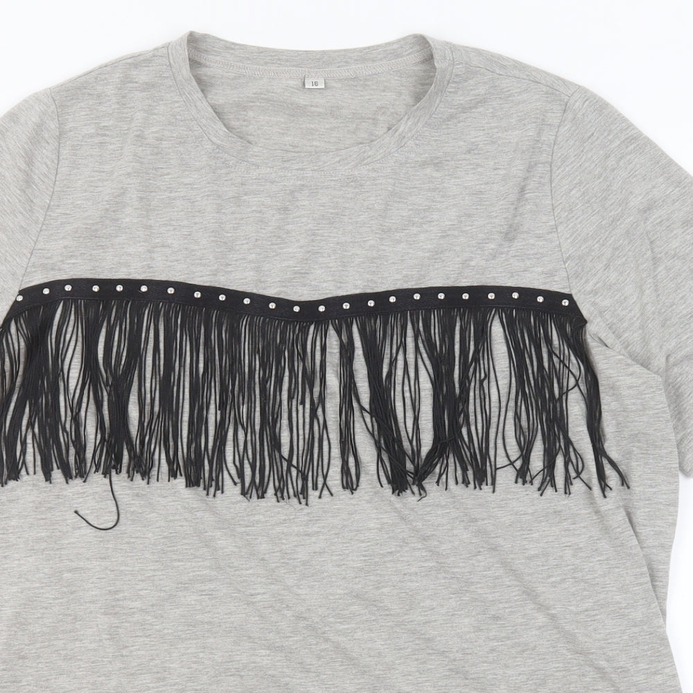 Womens UK Size 16 Preworn Grey Basic T-Shirt