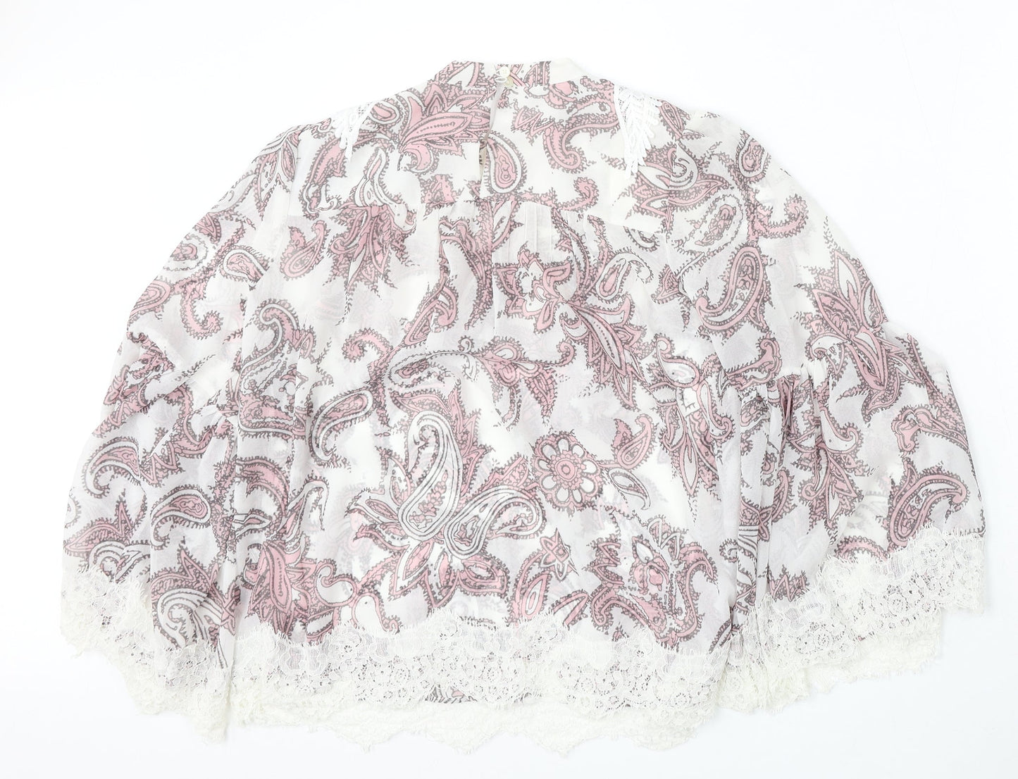 LOFT Womens Multicoloured Geometric Polyester Basic Blouse Size S Round Neck