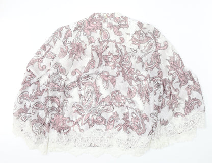 LOFT Womens Multicoloured Geometric Polyester Basic Blouse Size S Round Neck