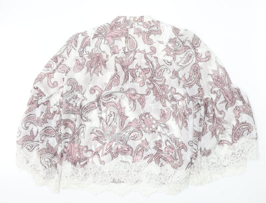 LOFT Womens Multicoloured Geometric Polyester Basic Blouse Size S Round Neck