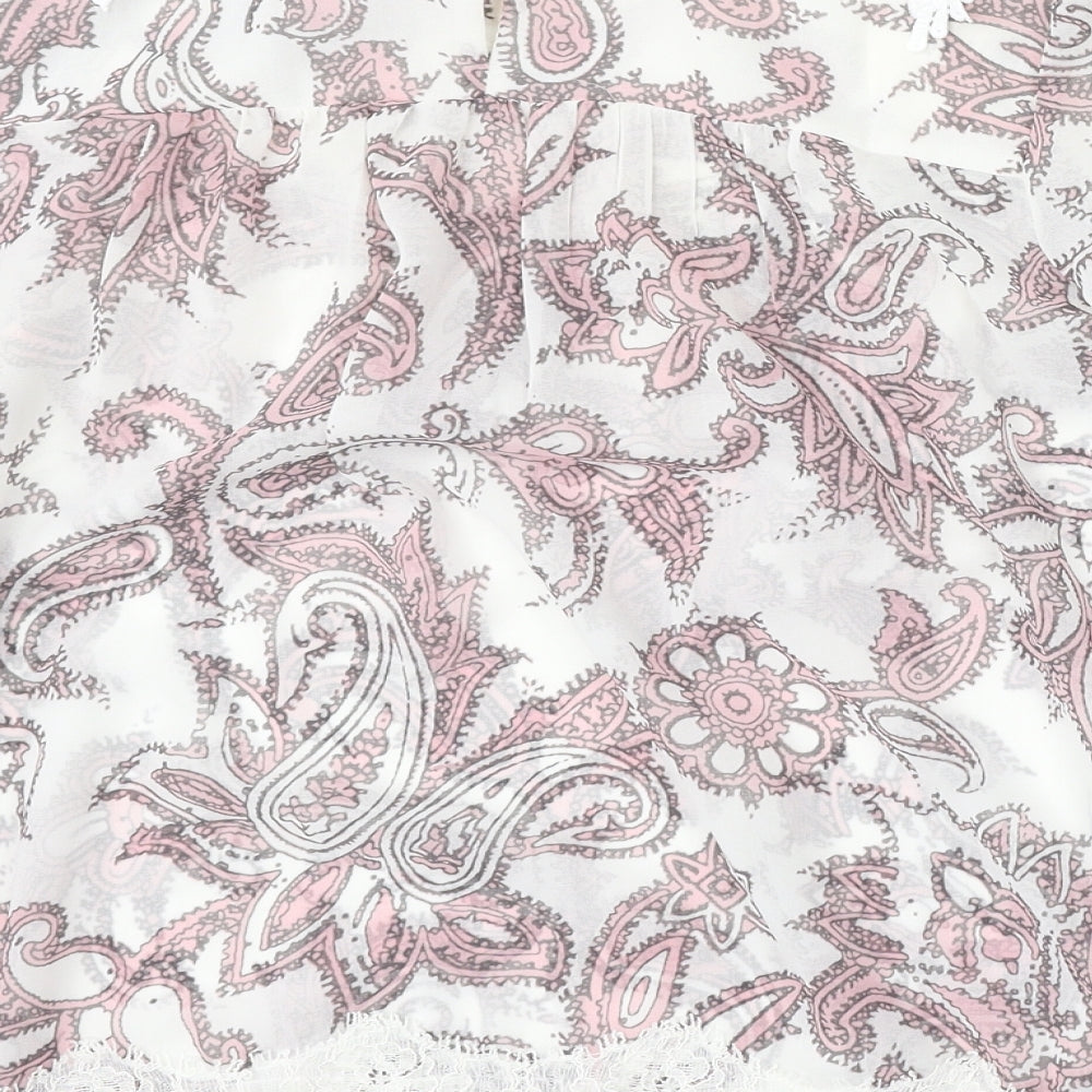 LOFT Womens Multicoloured Geometric Polyester Basic Blouse Size S Round Neck