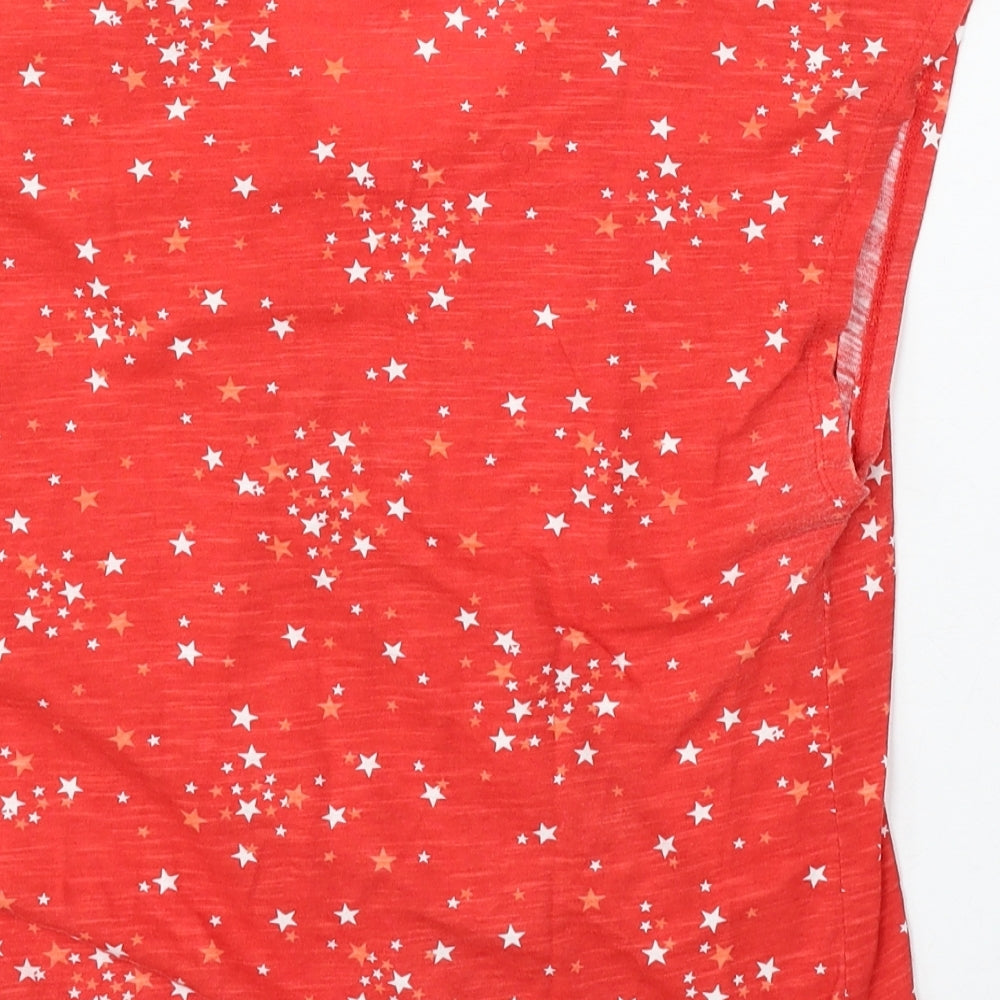 Style and co Womens Red Geometric Cotton Basic Tank Size M V-Neck - stars