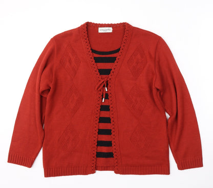 Womens UK Size M Merry Gold Red Cardigan Jumper
