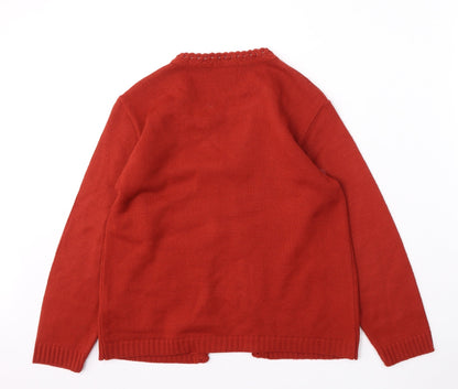 Womens UK Size M Merry Gold Red Cardigan Jumper