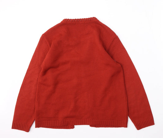 Womens UK Size M Merry Gold Red Cardigan Jumper