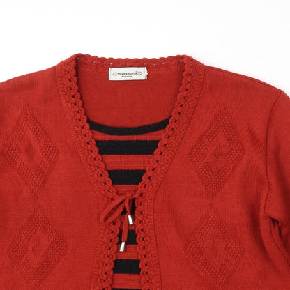 Womens UK Size M Merry Gold Red Cardigan Jumper