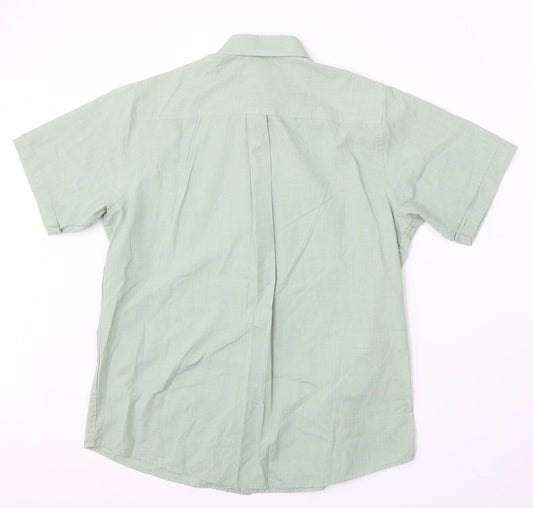 Mens UK Size M Premier Man Green  Button-Up Short Sleeve Casual Shirt
