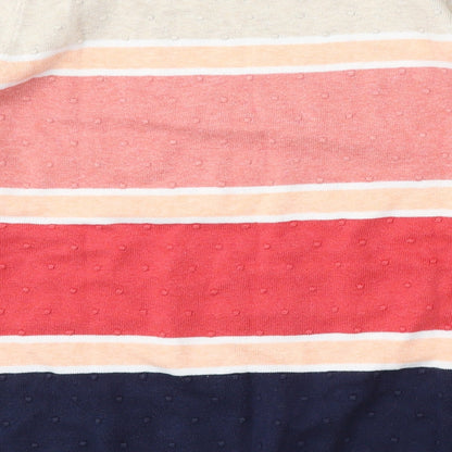 Bonmarché Womens Multicoloured Round Neck Striped Cotton Pullover Jumper Size M