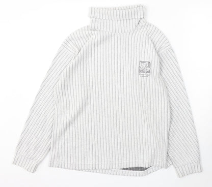 T.O.S.H Womens Grey Roll Neck Striped Cotton Pullover Jumper Size S