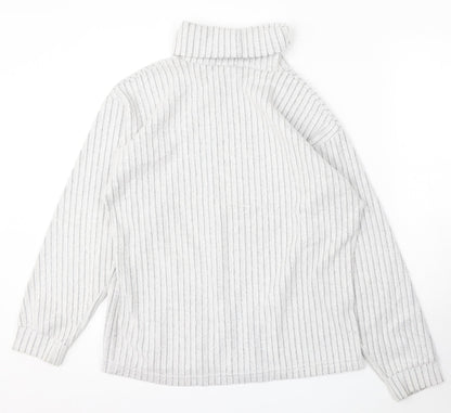 T.O.S.H Womens Grey Roll Neck Striped Cotton Pullover Jumper Size S