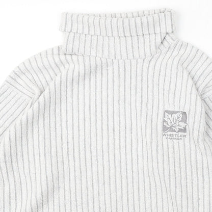 T.O.S.H Womens Grey Roll Neck Striped Cotton Pullover Jumper Size S