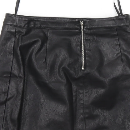 Dorothy Perkins Womens Black Polyester A-Line Skirt Size 8