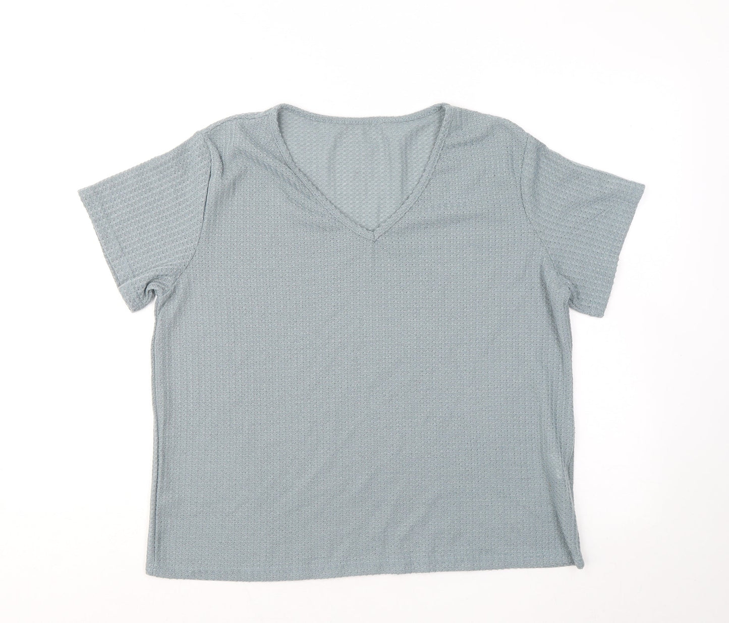 SheIn Womens Blue Polyester Basic T-Shirt Size L V-Neck