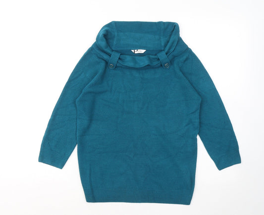 BHS Womens Blue Round Neck Acrylic Pullover Jumper Size 8