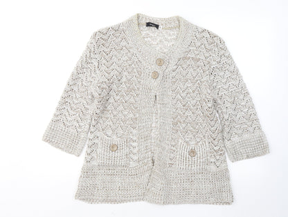 Glimpse Womens Brown Round Neck Acrylic Cardigan Jumper Size M