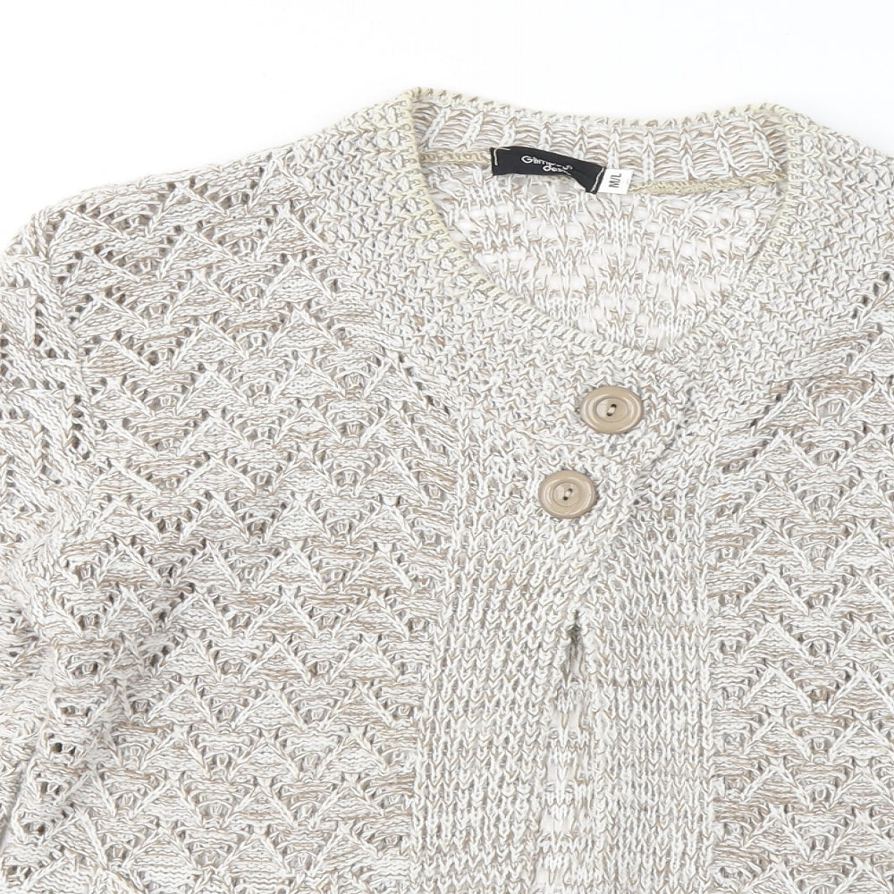 Glimpse Womens Brown Round Neck Acrylic Cardigan Jumper Size M