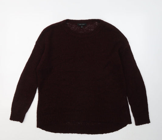 New Look Mens Red Round Neck Acrylic Pullover Jumper Size M
