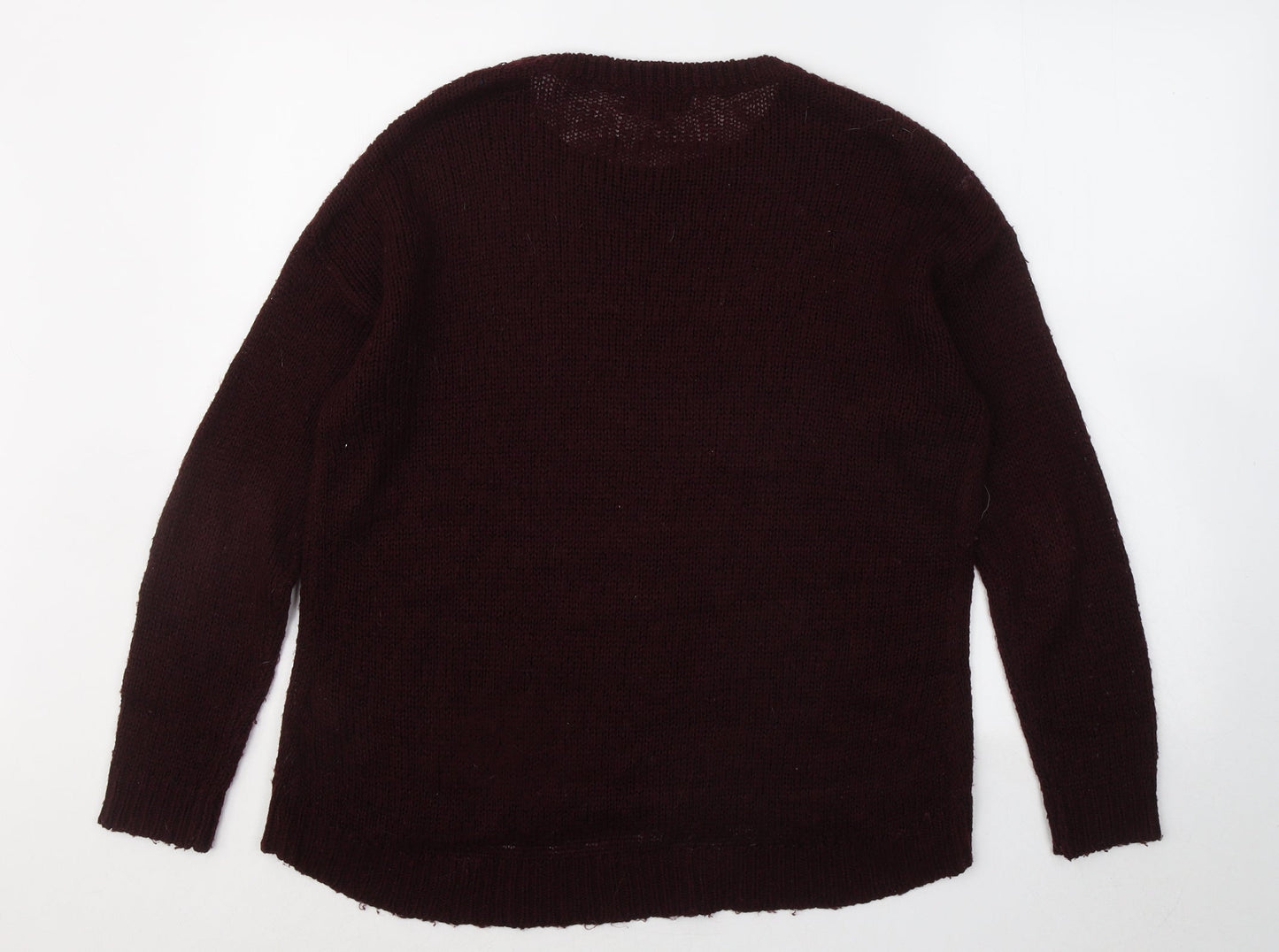 New Look Mens Red Round Neck Acrylic Pullover Jumper Size M