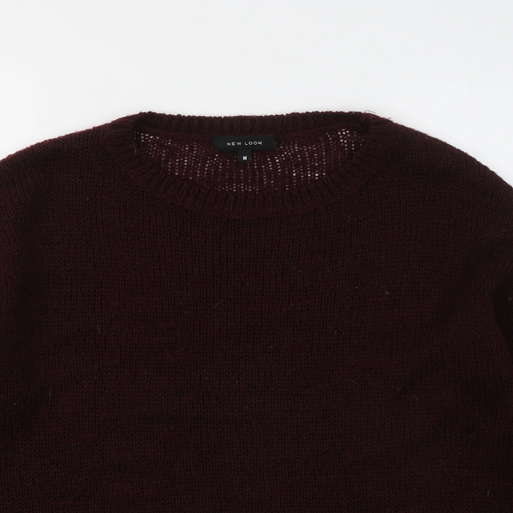 New Look Mens Red Round Neck Acrylic Pullover Jumper Size M
