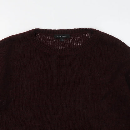 New Look Mens Red Round Neck Acrylic Pullover Jumper Size M