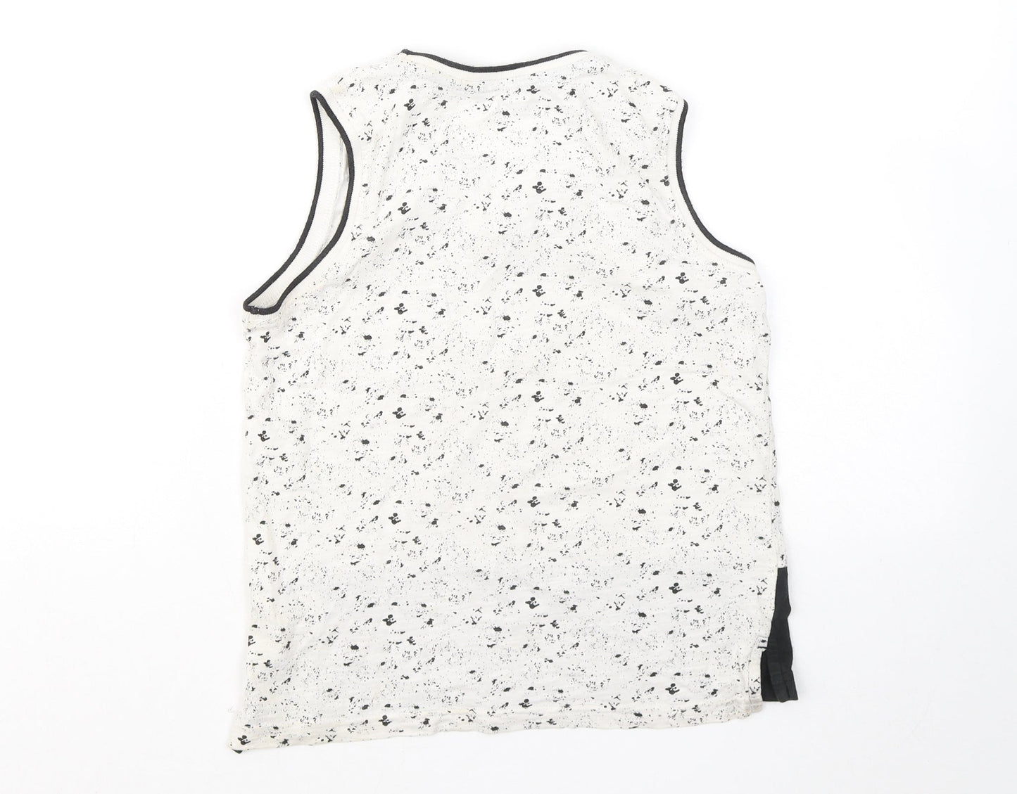 George Boys White Geometric Cotton Basic Tank Size 8-9 Years Round Neck - 234-095989