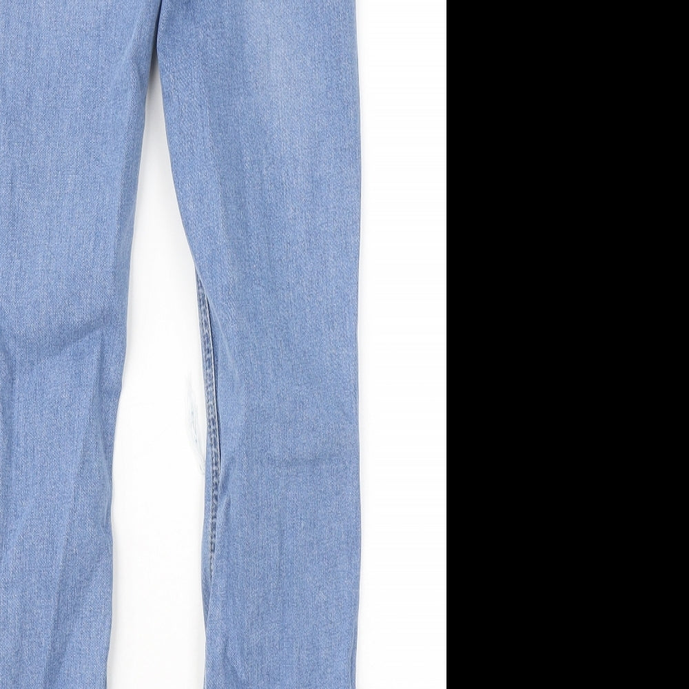 Denim & Co. Womens Blue Cotton Straight Jeans Size 10 L27 in Slim Zip