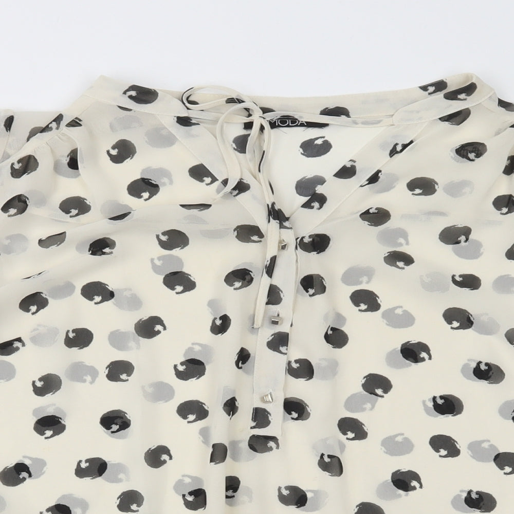 Womens UK Size L Moda White Basic Blouse