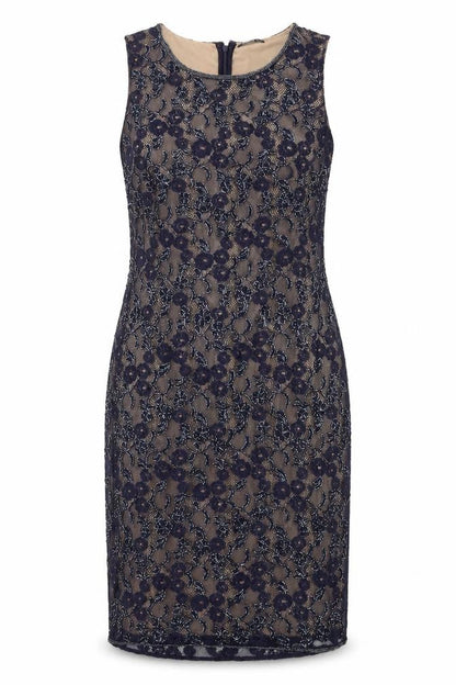 Roman Womens Blue Polyamide Pencil Dress Size 12 Scoop Neck - Lace Detail