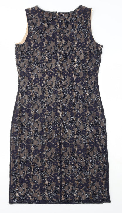 Roman Womens Blue Polyamide Pencil Dress Size 12 Scoop Neck - Lace Detail