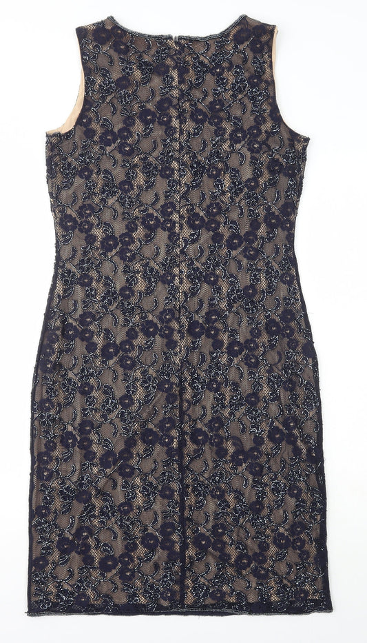 Roman Womens Blue Polyamide Pencil Dress Size 12 Scoop Neck - Lace Detail
