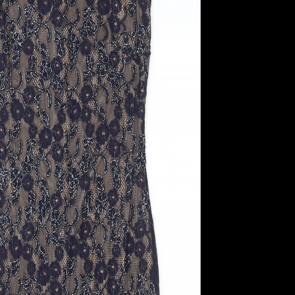 Roman Womens Blue Polyamide Pencil Dress Size 12 Scoop Neck - Lace Detail