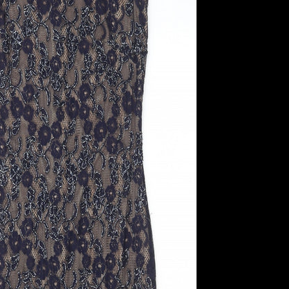 Roman Womens Blue Polyamide Pencil Dress Size 12 Scoop Neck - Lace Detail