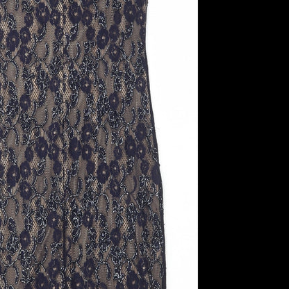 Roman Womens Blue Polyamide Pencil Dress Size 12 Scoop Neck - Lace Detail