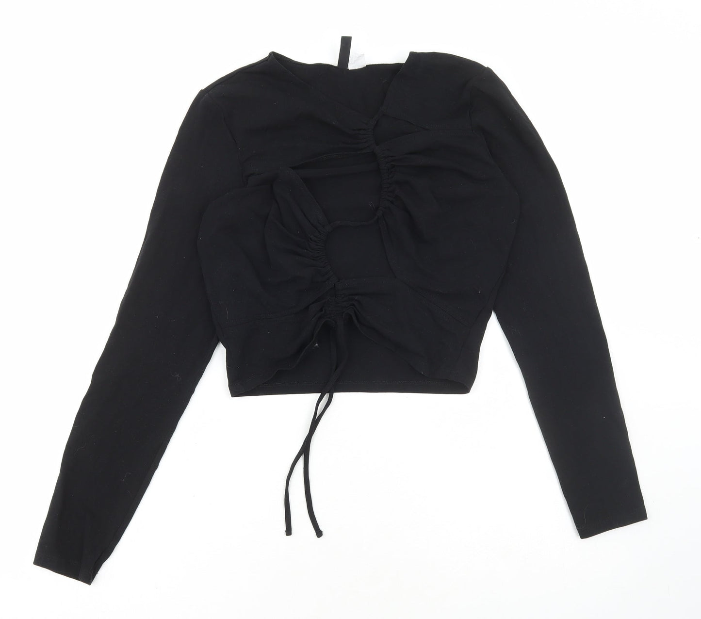 Womens UK Size L Divided by H&M Black Cropped T-Shirt