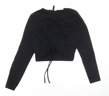 Womens UK Size L Divided by H&M Black Cropped T-Shirt