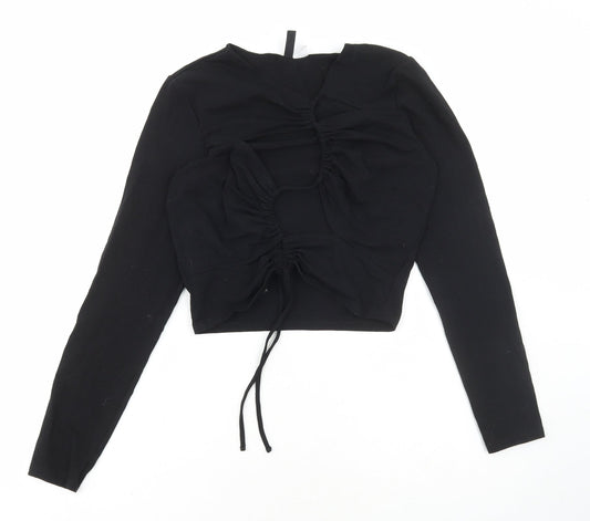 Womens UK Size L Divided by H&M Black Cropped T-Shirt
