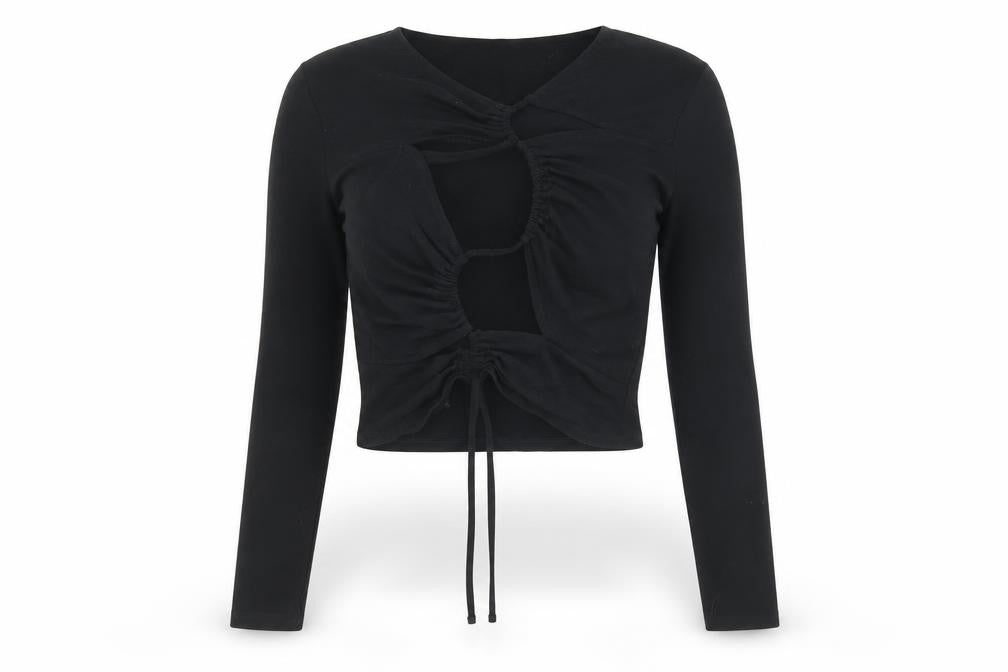 Womens UK Size L Divided by H&M Black Cropped T-Shirt