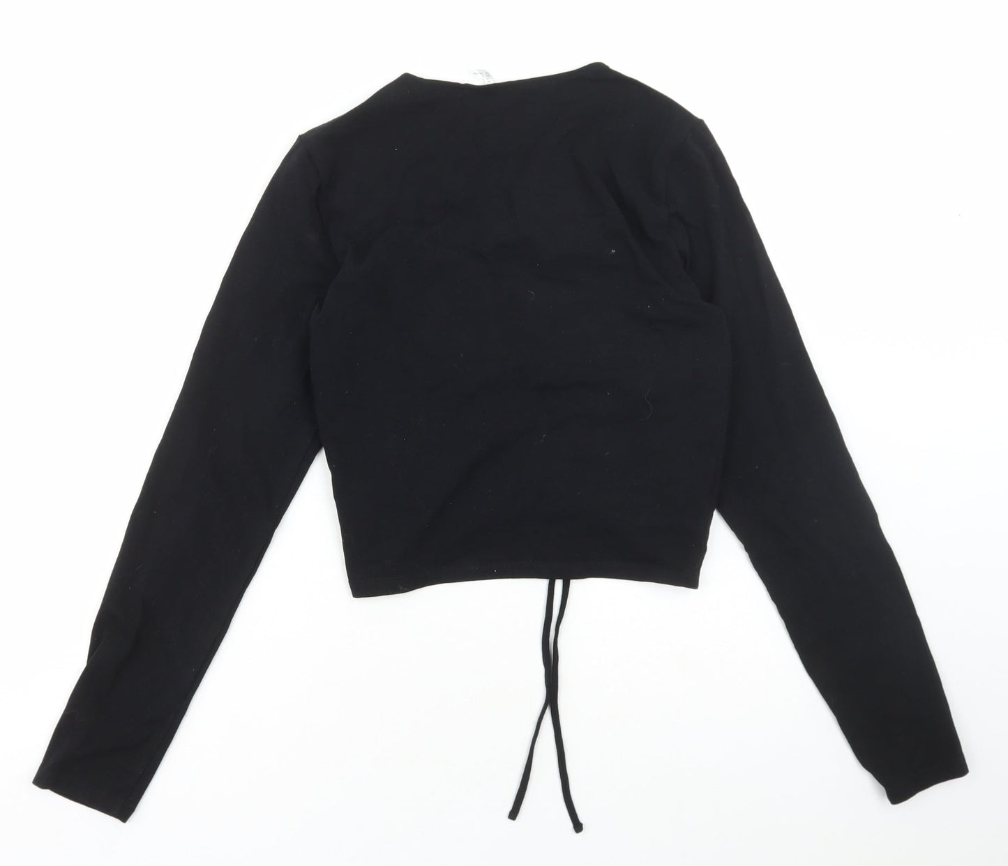 Womens UK Size L Divided by H&M Black Cropped T-Shirt