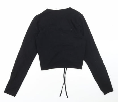 Womens UK Size L Divided by H&M Black Cropped T-Shirt