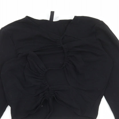 Womens UK Size L Divided by H&M Black Cropped T-Shirt